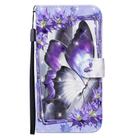 For iPhone 12 mini 3D Painted Pattern Horizontal Flip Leather Case with Holder & Wallet & Card slot & Lanyard(Purple Flower Butterfly) - 2