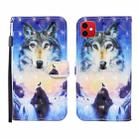 For iPhone 12 mini 3D Painted Pattern Horizontal Flip Leather Case with Holder & Wallet & Card slot & Lanyard(Sunrise Wolf) - 1