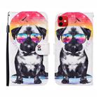 For iPhone 12 mini 3D Painted Pattern Horizontal Flip Leather Case with Holder & Wallet & Card slot & Lanyard(Glasses Dog) - 1