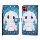 For iPhone 12 mini 3D Painted Pattern Horizontal Flip Leather Case with Holder & Wallet & Card slot & Lanyard(Rabbit) - 1