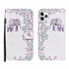 For iPhone 12 / 12 Pro 3D Painted Pattern Horizontal Flip Leather Case with Holder & Wallet & Card slot & Lanyard(Flower Elephant) - 1