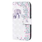 For iPhone 12 / 12 Pro 3D Painted Pattern Horizontal Flip Leather Case with Holder & Wallet & Card slot & Lanyard(Flower Elephant) - 3