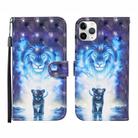 For iPhone 12 / 12 Pro 3D Painted Pattern Horizontal Flip Leather Case with Holder & Wallet & Card slot & Lanyard(Lion) - 1
