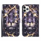 For iPhone 12 / 12 Pro 3D Painted Pattern Horizontal Flip Leather Case with Holder & Wallet & Card slot & Lanyard(Thunder Lion) - 1