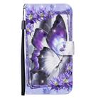 For iPhone 12 / 12 Pro 3D Painted Pattern Horizontal Flip Leather Case with Holder & Wallet & Card slot & Lanyard(Purple Flower Butterfly) - 2