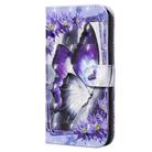 For iPhone 12 / 12 Pro 3D Painted Pattern Horizontal Flip Leather Case with Holder & Wallet & Card slot & Lanyard(Purple Flower Butterfly) - 3