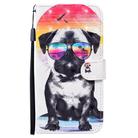 For iPhone 12 / 12 Pro 3D Painted Pattern Horizontal Flip Leather Case with Holder & Wallet & Card slot & Lanyard(Glasses Dog) - 2