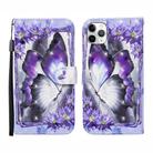 For iPhone 12 Pro Max 3D Painted Pattern Horizontal Flip Leather Case with Holder & Wallet & Card slot & Lanyard(Purple Flower Butterfly) - 1