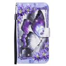 For iPhone 12 Pro Max 3D Painted Pattern Horizontal Flip Leather Case with Holder & Wallet & Card slot & Lanyard(Purple Flower Butterfly) - 2