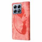 For Xiaomi 14T Pen Heart Cat Embossed Leather Phone Case(Orange) - 3