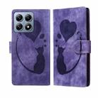 For Xiaomi 14T Pen Heart Cat Embossed Leather Phone Case(Purple) - 1