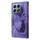 For Xiaomi 14T Pen Heart Cat Embossed Leather Phone Case(Purple) - 3