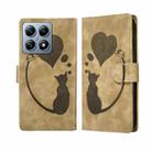 For Xiaomi 14T Pen Heart Cat Embossed Leather Phone Case(Apricot) - 1