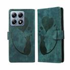 For Xiaomi 14T Pen Heart Cat Embossed Leather Phone Case(Green) - 1