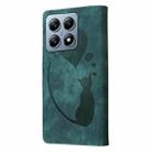 For Xiaomi 14T Pen Heart Cat Embossed Leather Phone Case(Green) - 3