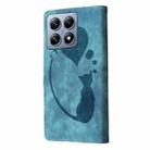 For Xiaomi 14T Pen Heart Cat Embossed Leather Phone Case(Blue) - 3