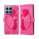 For Xiaomi 14T Pen Heart Cat Embossed Leather Phone Case(Pink) - 1