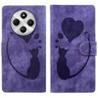 For Xiaomi Poco C75 Pen Heart Cat Embossed Leather Phone Case(Purple) - 1