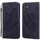 For Samsung Galaxy S25+ 5G Retro Skin Feel Butterflies Embossing Horizontal Flip Leather Phone Case(Black) - 1