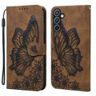 For Samsung Galaxy S25+ 5G Retro Skin Feel Butterflies Embossing Horizontal Flip Leather Phone Case(Brown) - 1