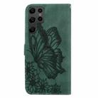 For Samsung Galaxy S25 Ultra 5G Retro Skin Feel Butterflies Embossing Horizontal Flip Leather Phone Case(Green) - 3