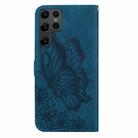 For Samsung Galaxy S25 Ultra 5G Retro Skin Feel Butterflies Embossing Horizontal Flip Leather Phone Case(Blue) - 3