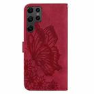 For Samsung Galaxy S25 Ultra 5G Retro Skin Feel Butterflies Embossing Horizontal Flip Leather Phone Case(Red) - 3