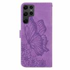 For Samsung Galaxy S25 Ultra 5G Retro Skin Feel Butterflies Embossing Horizontal Flip Leather Phone Case(Purple) - 3