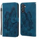 For Samsung Galaxy S25 FE 5G Retro Skin Feel Butterflies Embossing Horizontal Flip Leather Phone Case(Blue) - 1