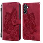 For Samsung Galaxy S25 FE 5G Retro Skin Feel Butterflies Embossing Horizontal Flip Leather Phone Case(Red) - 1
