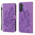 For Samsung Galaxy S25 FE 5G Retro Skin Feel Butterflies Embossing Horizontal Flip Leather Phone Case(Purple) - 1