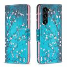 For Samsung Galaxy S25+ 5G Colored Drawing Pattern Leather Phone Case(Plum Blossom) - 1