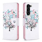 For Samsung Galaxy S25+ 5G Colored Drawing Pattern Leather Phone Case(Tree) - 1