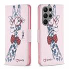 For Samsung Galaxy S25 Ultra 5G Colored Drawing Pattern Leather Phone Case(Giraffe) - 1