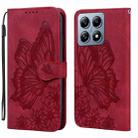 For Xiaomi 14T Retro Skin Feel Butterflies Embossing Horizontal Flip Leather Phone Case(Red) - 1