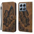 For Xiaomi 14T Retro Skin Feel Butterflies Embossing Horizontal Flip Leather Phone Case(Brown) - 1