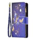 For Samsung Galaxy S25 5G Colored Drawing Pattern Zipper Leather Phone Case(Purple Butterfly) - 3