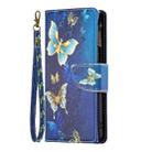 For Samsung Galaxy S25 5G Colored Drawing Pattern Zipper Leather Phone Case(Gold Butterfly) - 3