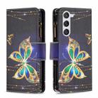 For Samsung Galaxy S25 5G Colored Drawing Pattern Zipper Leather Phone Case(Big Butterfly) - 1