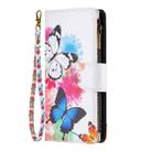 For Samsung Galaxy S25+ 5G Colored Drawing Pattern Zipper Leather Phone Case(Two Butterflies) - 3
