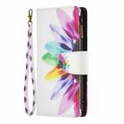 For Samsung Galaxy S25+ 5G Colored Drawing Pattern Zipper Leather Phone Case(Sun Flower) - 3