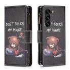 For Samsung Galaxy S25+ 5G Colored Drawing Pattern Zipper Leather Phone Case(Bear) - 1