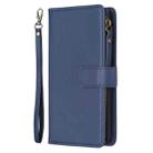 For Samsung Galaxy S25+ 5G 9 Card Slots Zipper Wallet Leather Flip Phone Case(Blue) - 3