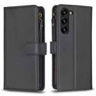 For Samsung Galaxy S25+ 5G 9 Card Slots Zipper Wallet Leather Flip Phone Case(Black) - 1