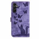 For Samsung Galaxy S25 5G Butterfly Cat Embossing Flip Leather Phone Case(Purple) - 3