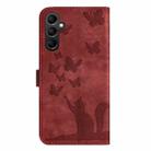 For Samsung Galaxy S25 5G Butterfly Cat Embossing Flip Leather Phone Case(Red) - 3