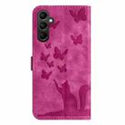 For Samsung Galaxy S25 5G Butterfly Cat Embossing Flip Leather Phone Case(Pink) - 3