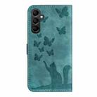For Samsung Galaxy S25+ 5G Butterfly Cat Embossing Flip Leather Phone Case(Wathet) - 3