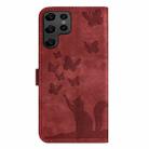 For Samsung Galaxy S25 Ultra 5G Butterfly Cat Embossing Flip Leather Phone Case(Red) - 3