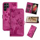 For Samsung Galaxy S25 Ultra 5G Butterfly Cat Embossing Flip Leather Phone Case(Pink) - 1